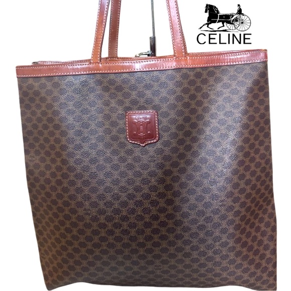 Authentic Celine Brown Macadam Coated Canvas and Leather Tote(Price Reduction) - Picture 1 of 12